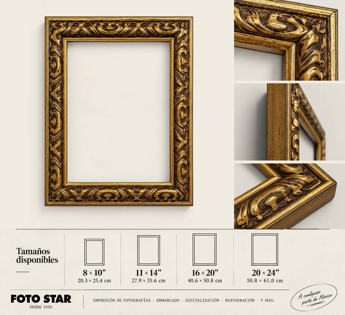 Marco barroco Foto Star - detalle y tamaños