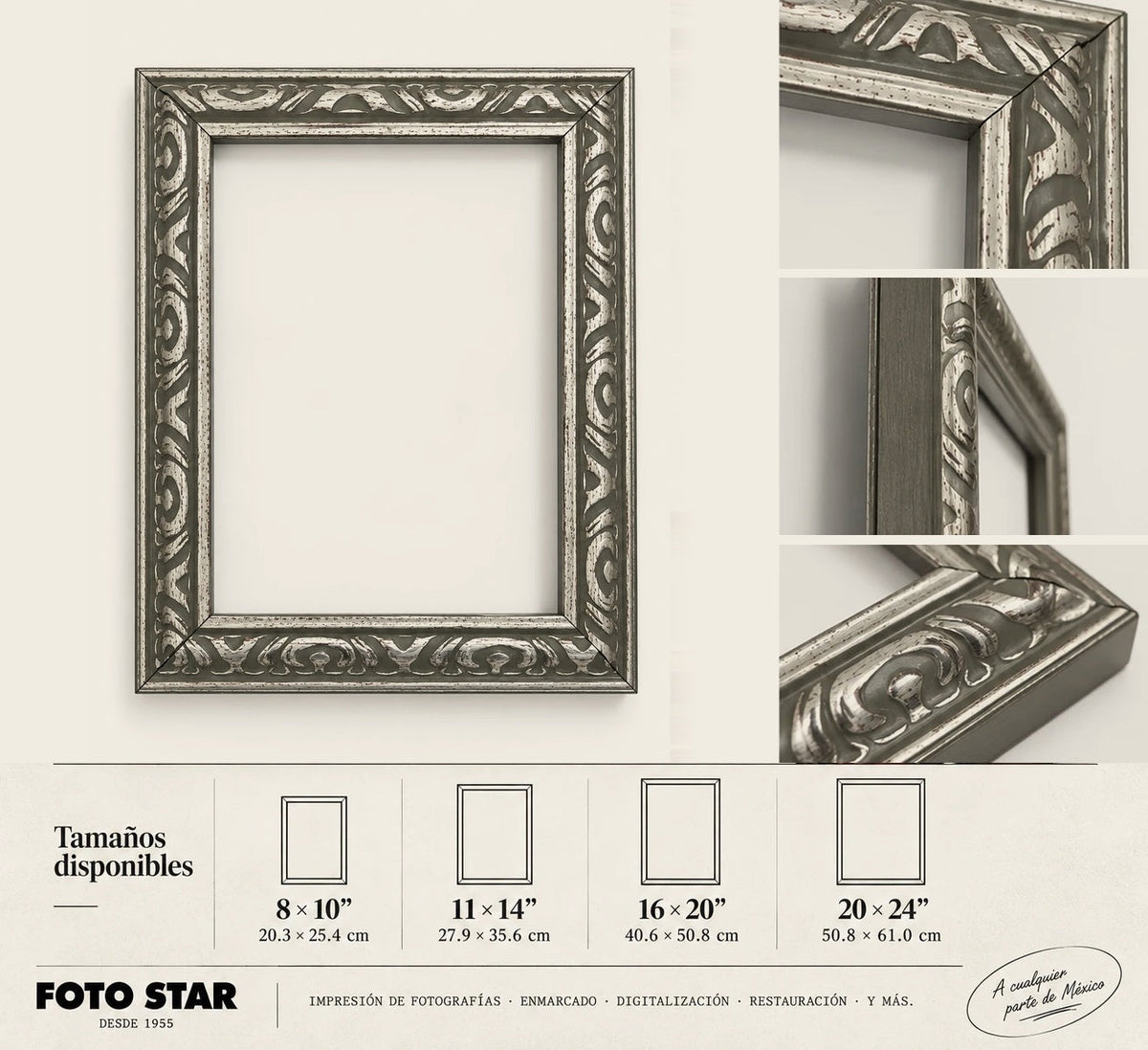 Marco plata Foto Star - detalle y tamaños